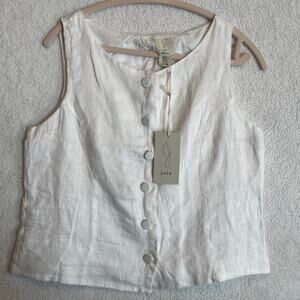 NEW Joie 100% linen women’s top white sleeveless button up with tags size S